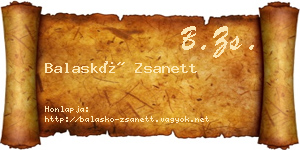 Balaskó Zsanett névjegykártya